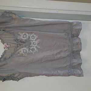 Candies light blue embroidered rhinestone tie top, medium